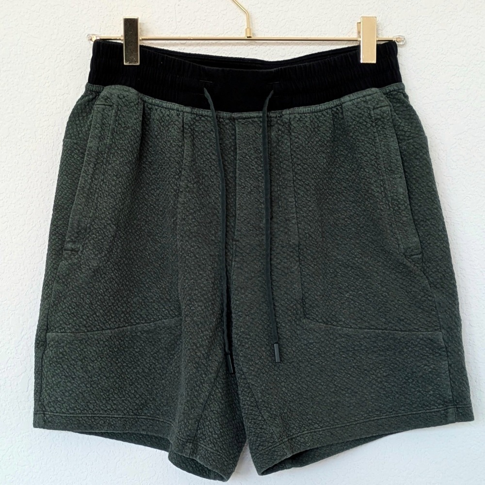 Lululemon At Ease Short Men S Green Textured Athleisure Drawstring LM7AI9S
